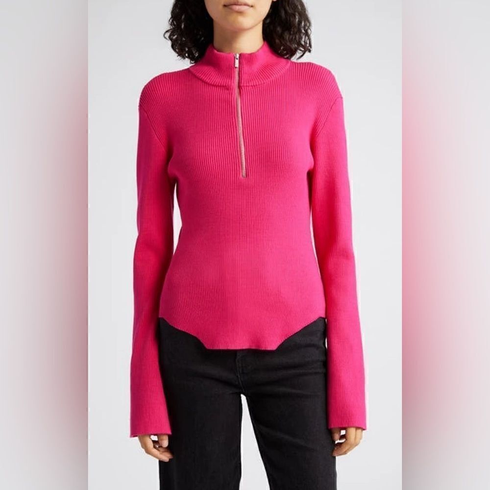 NWOT GESTUZ Yasmia Half Zip Rib Sweater Size 8